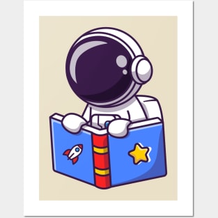 Cute Astronaut Reading Book Posters and Art